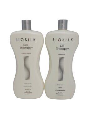 BioSilk Silk Therapy Shampoo & Conditioner Set 34 Oz Jumbo  Sulfate Paraben Free